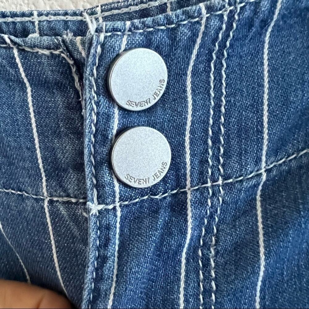 Seven7 Striped Wide Leg Crop Pants Chambray Denim 10 - Picture 4 of 13